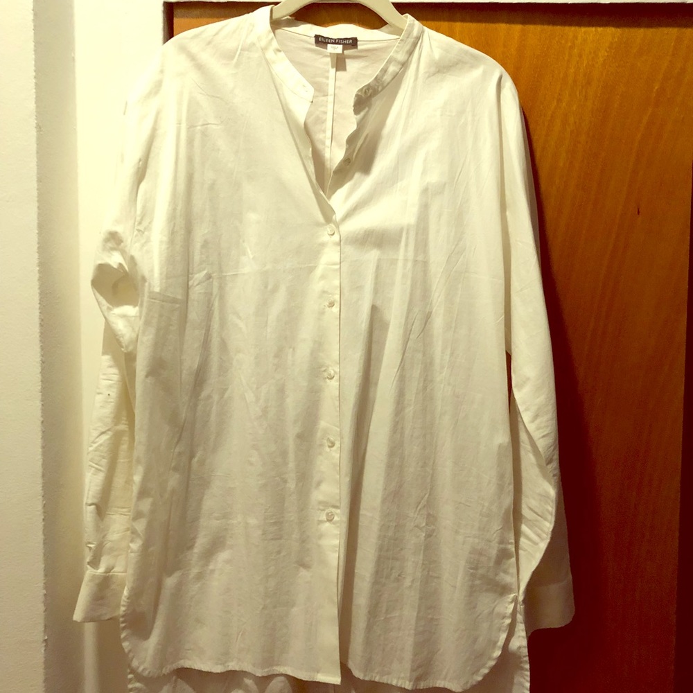 Long Sleeve Mandarin Collar Button Down Shirt